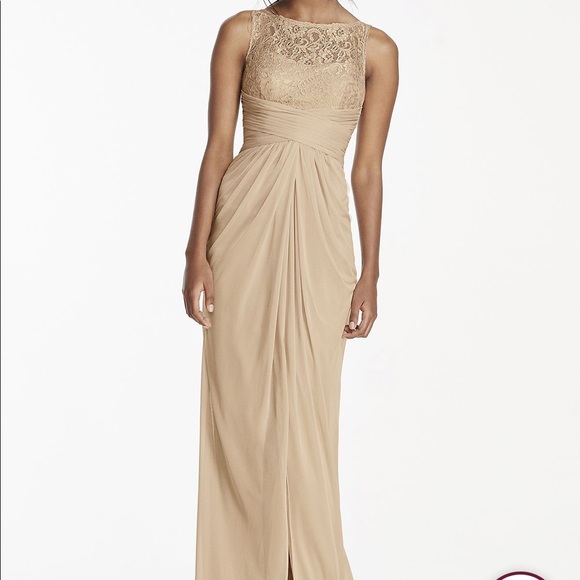 David’s Bridal Bridesmaid Dress Gold Metallic - Picture 3 of 5